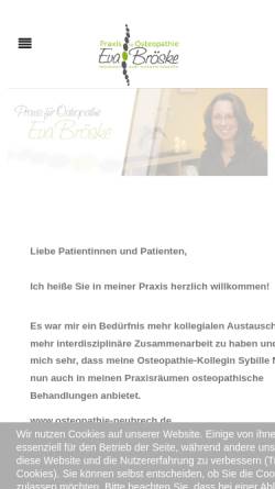Vorschau der mobilen Webseite www.praxis-broeske.de, Eva Bröske - Praxis für Osteopathie