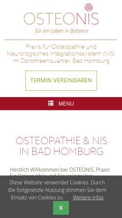Vorschau der mobilen Webseite www.osteonis.de, Osteonis - Praxis für Osteopathie und Neurologisches Integrationssystem (NIS)