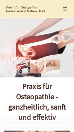 Vorschau der mobilen Webseite www.osteopathie-froemmel-pesch.de, Frömmel Carsten, Pesch Manuel Praxis für Osteopathie
