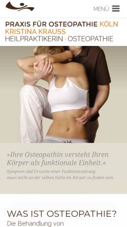 Vorschau der mobilen Webseite www.osteopathie-krauss.de, Osteopathische Praxis Köln