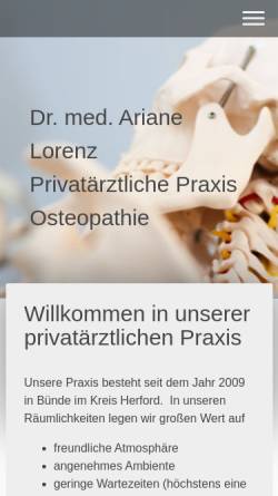 Vorschau der mobilen Webseite www.osteopathie-buende.net, Dr. med. Ariane Lorenz - Praxis für privatärztliche Leistungen