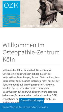 Vorschau der mobilen Webseite www.osteopathie-zentrum-koeln.de, Osteopathie-Zentrum Köln Peter Berger, Richard Gietz, Matthias Rous
