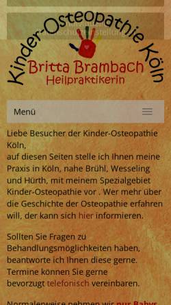 Vorschau der mobilen Webseite www.kinder-osteopathie.koeln, Kinder-Osteopathie Köln