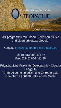 Vorschau der mobilen Webseite www.osteopathie-halle-saale.de, Privatärztliche Praxis für Osteopathie Claudia Langguth