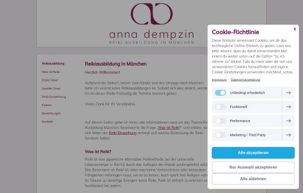 Vorschau von www.reikiausbildung-muenchen.de, Reiki Ausbildung in München - Anna Dempzin