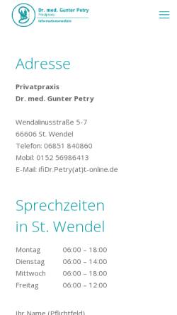 Vorschau der mobilen Webseite privatpraxis-informationsmedizin.de, Dr. Gunter Petry