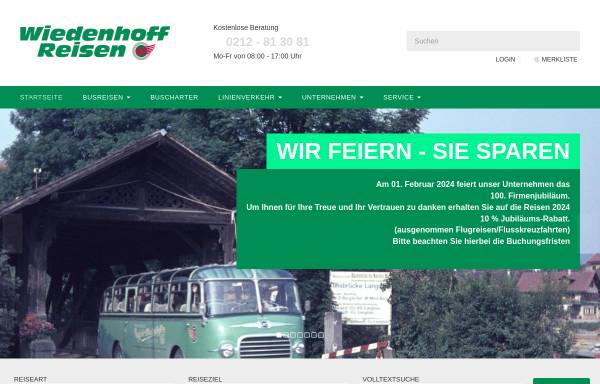 Vorschau von www.wiedenhoff-reisen.de, Wiedenhoff-Reisen, Kraftverkehr Gebr. Wiedenhoff GmbH & Co. KG