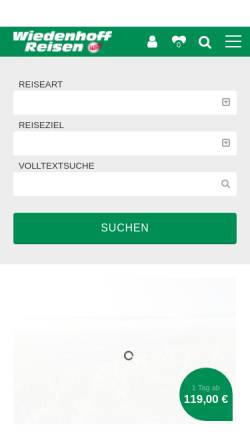 Vorschau der mobilen Webseite www.wiedenhoff-reisen.de, Wiedenhoff-Reisen, Kraftverkehr Gebr. Wiedenhoff GmbH & Co. KG