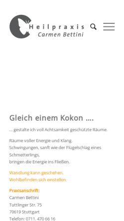Vorschau der mobilen Webseite heilpraxis-bettini.de, Carmen Bettini