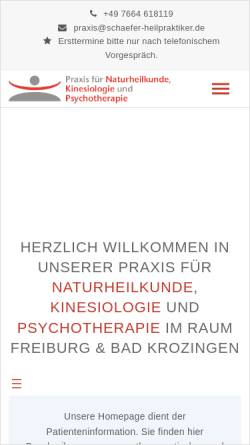 Vorschau der mobilen Webseite www.schaefer-heilpraktiker.de, Praxis für Naturheilkunde, Kinesiologie und Lernförderung