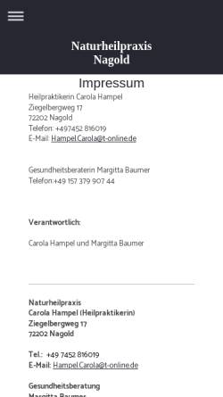 Vorschau der mobilen Webseite www.naturheilpraxis-nagold.de, Heilpraktiker / Gesundheitsberatung