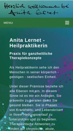 Vorschau der mobilen Webseite www.anita-lernet.de, Lernet, AnitaAnita Lernet - Praxis für ganzheitliche Therapiekonzepte
