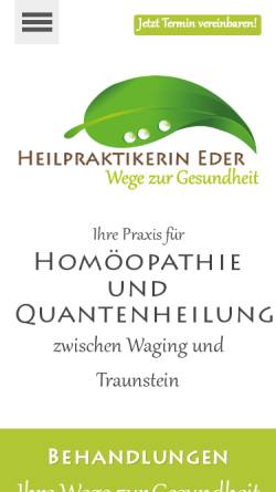 Vorschau der mobilen Webseite www.heilpraktikerin-eder.de, Heilpraktikerin Eder