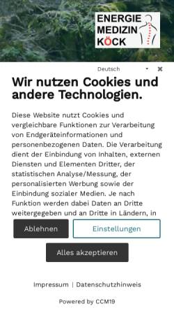 Vorschau der mobilen Webseite energiemedizin-koeck.de, Paul Köck Heilpraktiker