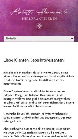Vorschau der mobilen Webseite heilpraxis-haemmerle.com, Heilpraktikerin Babette Hämmerle