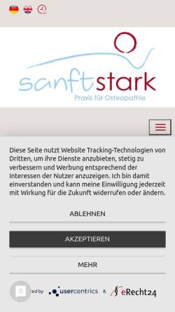 Vorschau der mobilen Webseite www.osteopathie-frankfurt-sanftstark.de, Naturheilpraxis für Osteopathie und Alternative Medizin