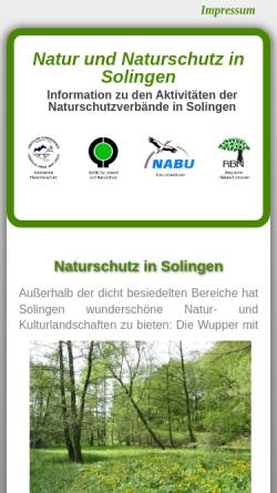 Vorschau der mobilen Webseite www.solingen-natur.de, Natur und Naturschutz in Solingen