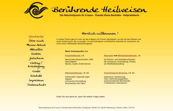 Vorschau von www.heilpraxis-bacholke.de, Die Naturheilpraxis für Frauen - Claudia Diana Bacholke
