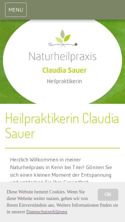 Vorschau der mobilen Webseite www.sauer-naturheilpraxis.de, Sauer, Claudia