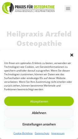 Vorschau der mobilen Webseite www.heilpraxis-arzfeld.de, Bisenius, Anna