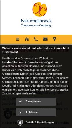 Vorschau der mobilen Webseite www.heilpraktiker-voncerpinsky.de, Constanze von Cerpinsky