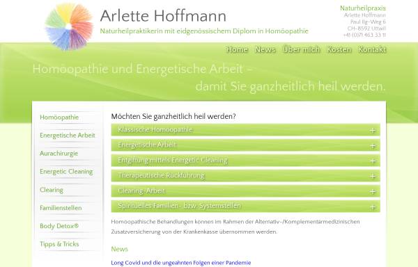 Vorschau von www.arlettehoffmann.ch, Arlette Hoffmann Naturheilpraktikerin
