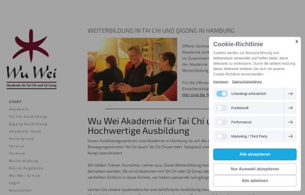 Vorschau von www.wuwei-akademie.de, Wu Wei Akademie für Tai Chi und Qigong