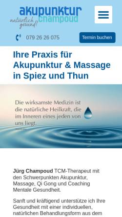 Vorschau der mobilen Webseite www.akupunktur-spiez.ch, Akupunktur Champoud