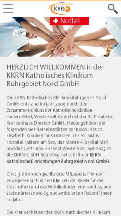 Vorschau der mobilen Webseite www.pj-kkrn.de, Katholisches Klinikum Ruhrgebiet Nord