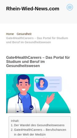 Vorschau der mobilen Webseite www.gate4healthcareers.de, Gate4healthcareers