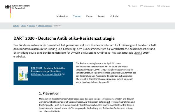 Vorschau von www.bundesgesundheitsministerium.de, DART Deutsche Antibiotika-Resistenzstrategie