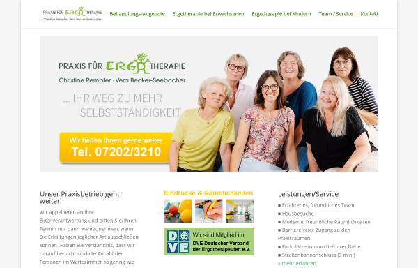 Vorschau von www.ergotherapie-karlsbad.de, Praxis für Ergotherapie - Christine Rempfer und Vera Becker-Seebacher