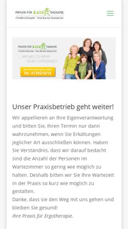 Vorschau der mobilen Webseite www.ergotherapie-karlsbad.de, Praxis für Ergotherapie - Christine Rempfer und Vera Becker-Seebacher