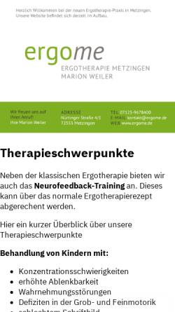 Vorschau der mobilen Webseite www.ergo-weiler.de, Praxis für Ergotherapie und Handtherapie Marion Mayer