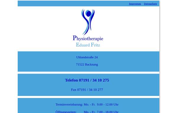 Vorschau von www.fritz-physiotherapie.de, Praxis für Physiotherapie Eduard Fritz