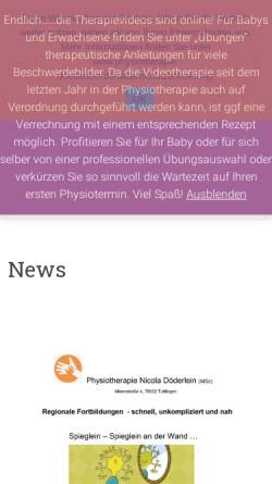 Vorschau der mobilen Webseite physiotherapie-doederlein.de, Physiotherapie Nicola Döderlein