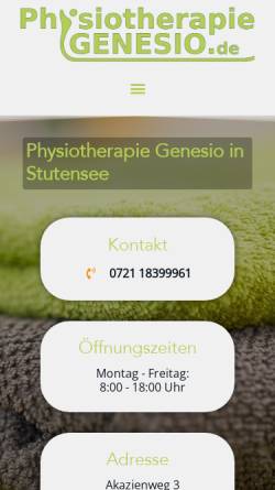 Vorschau der mobilen Webseite www.genesio.de, Praxis für Physiotherapie Genesio.de