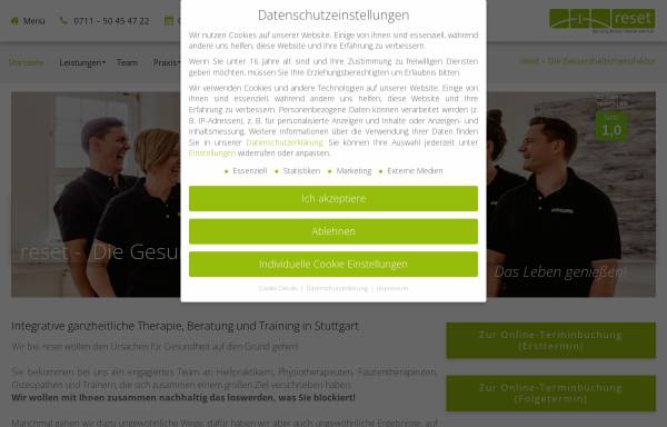 Vorschau von www.reset-stuttgart.de, Reset - Die Gesundheitsmanufaktur Physiotherapie Stuttgart