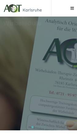 Vorschau der mobilen Webseite www.aot-online.de, Aot Wirbelsäulen-Therapiezentrum