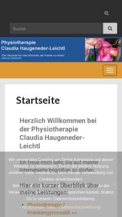 Vorschau der mobilen Webseite www.physio-chl.de, Praxis für Physiotherapie Claudia Haugeneder-Leichtl