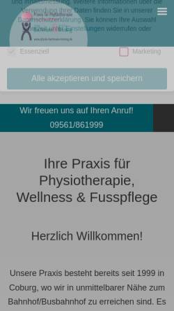 Vorschau der mobilen Webseite www.physio-bachmann.de, Physiotherapie Bachmann