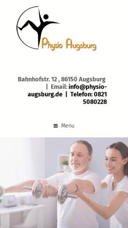 Vorschau der mobilen Webseite physio-augsburg.de, Praxis für Krankengymnastik, Physiotherapie und Wellness Brigitta Finke