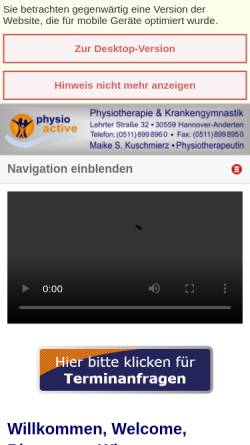 Vorschau der mobilen Webseite physiotherapiehannover.de, Physio balance