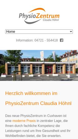 Vorschau der mobilen Webseite physiozentrum-cuxhaven.de, PhysioZentrum Claudia Höhnl