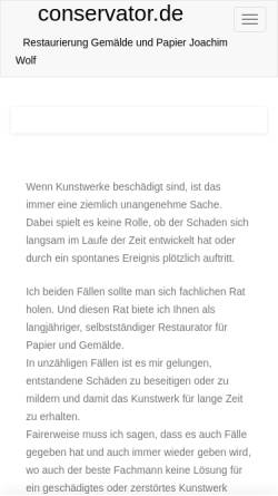 Vorschau der mobilen Webseite conservator.de, Restaurator Joachim Wolf e.K.