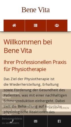 Vorschau der mobilen Webseite www.physio-benevita.de, Benevita Praxis für Physiotherapie