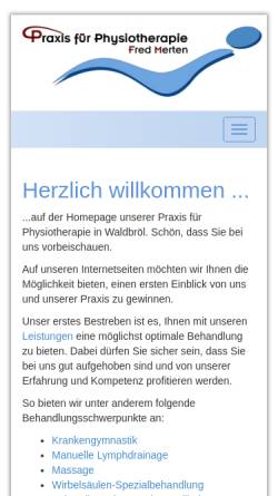 Vorschau der mobilen Webseite www.merten-physiotherapie.de, Physiotherapie Fred Merten