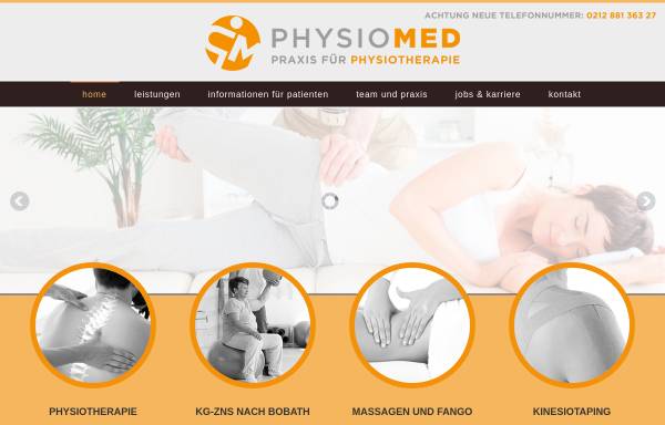 Vorschau von www.physiomed.online, Physiomed, Praxis für Physiotherapie in Solingen / Ohligs