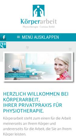 Vorschau der mobilen Webseite www.koerperarbeit-bornheim.de, Körperarbeit Physiotherapie Inhaberin: Corinna Bröhl