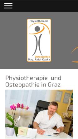 Vorschau der mobilen Webseite www.physiotherapiekupka-graz.at, Physiotherapie Kupka